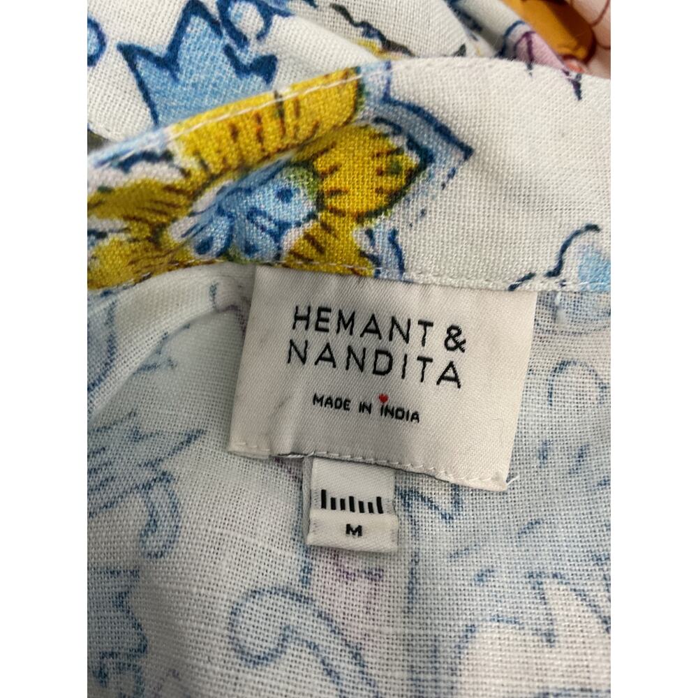 Hemant And Nandita Floral White Shirt Dress Size M - Picture 4 of 5